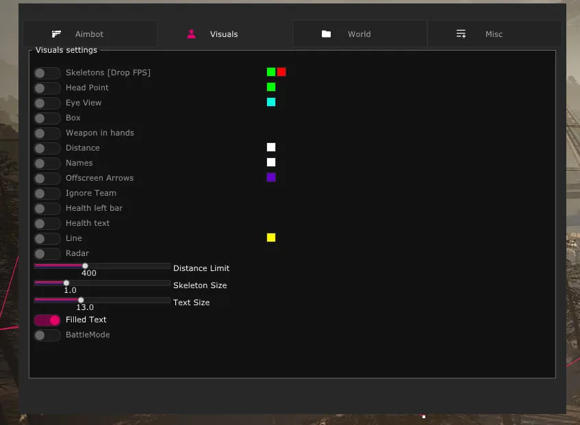 VISOR cheat screenshot — frame 6